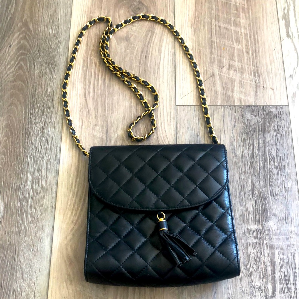 A.Gianetti purseVintage Channel-like chain strap, navy/blackExcellent Mint